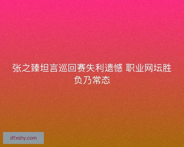张之臻坦言巡回赛失利遗憾 职业网坛胜负乃常态